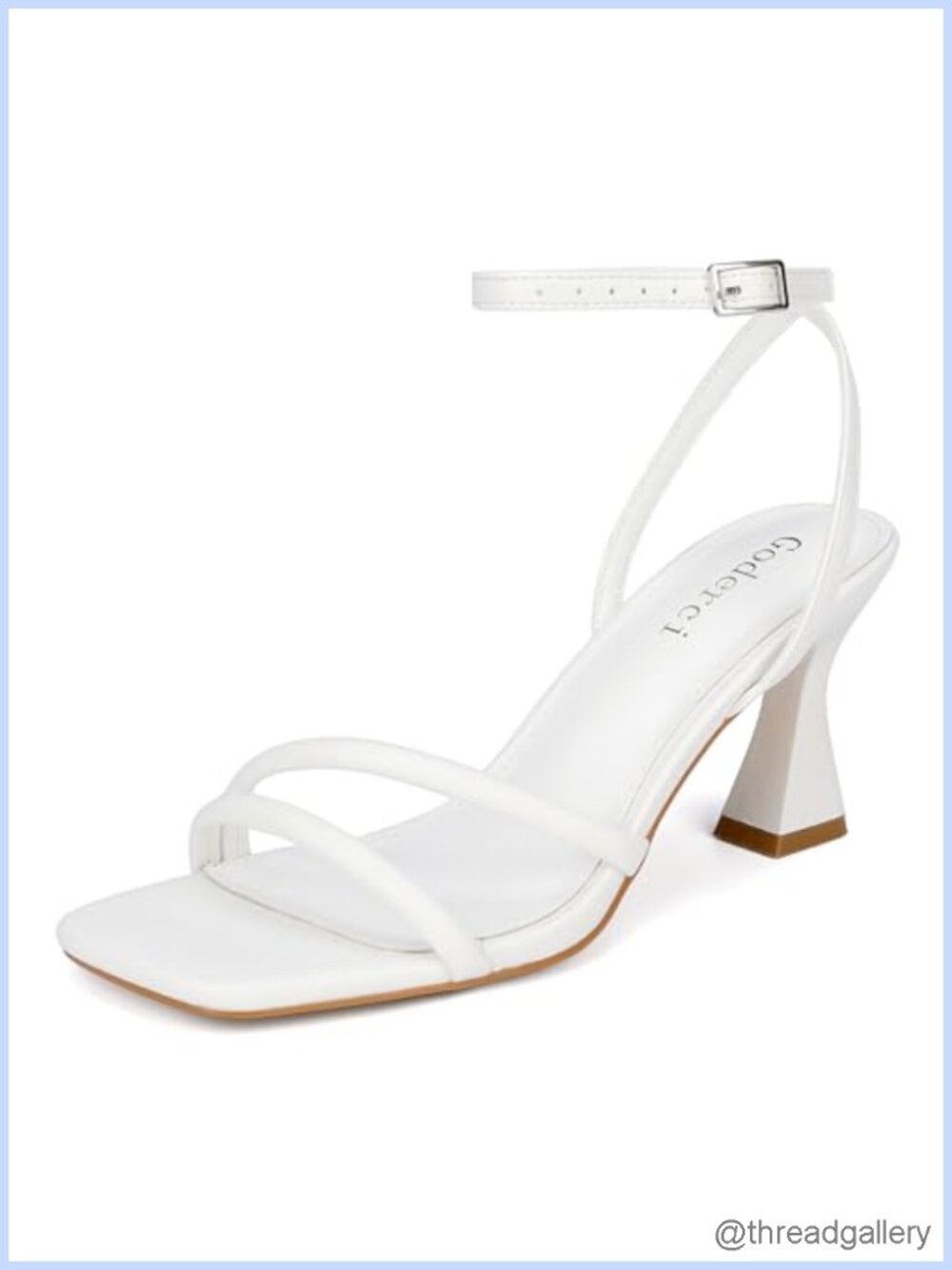 Kitten Heel Square Open Toe Strappy Sandals Adjustable Ankle Strap 3 Inch Heel